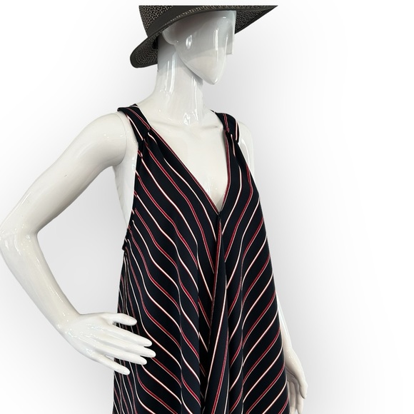 Summery Striped Trapeze Flowy Hi Low Maxi Dress - Picture 4 of 10